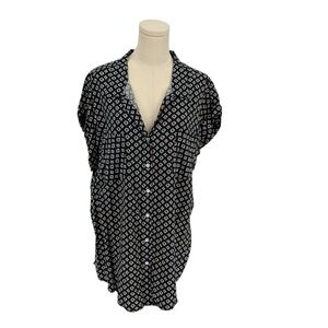 Jachs Girlfriend Geometric Print Button Down Shirt Tunic Women's XXL